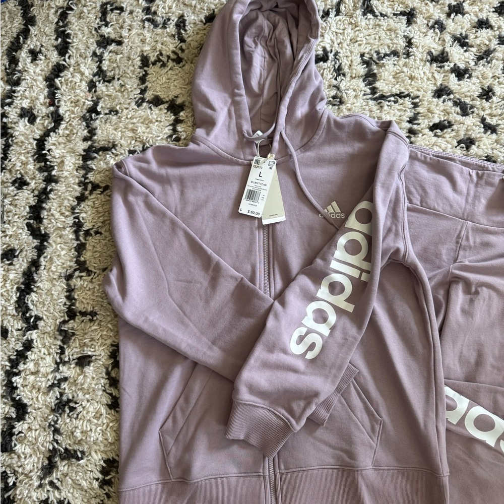 Adidas Lavender Zip-Up Hoodie and Leggings Set